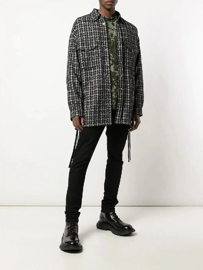 Shop Faith Connexion Oversized Houndstooth Pattern Shirt In Black & White