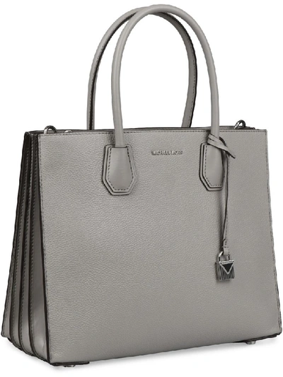 Shop Michael Kors Mercer Leather Handbag In Grey