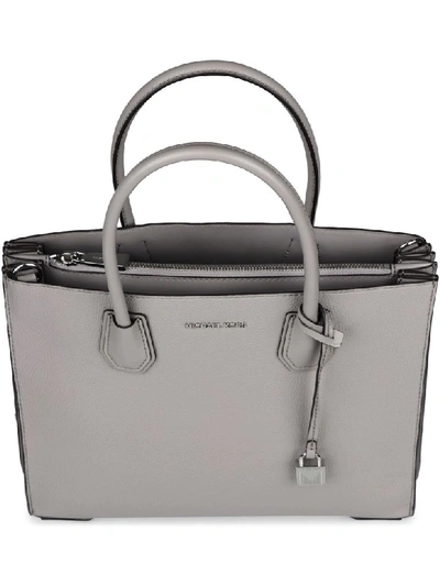 Shop Michael Kors Mercer Leather Handbag In Grey