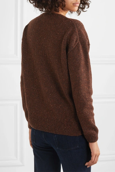 Shop Alexa Chung Heart Intarsia Wool-blend Sweater In Brown