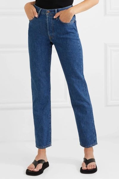 Shop Acne Studios Organic High-rise Straight-leg Jeans In Dark Denim