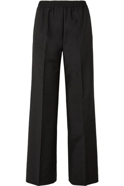 Shop Acne Studios Pammy Wool And Mohair-blend Wide-leg Pants In Black