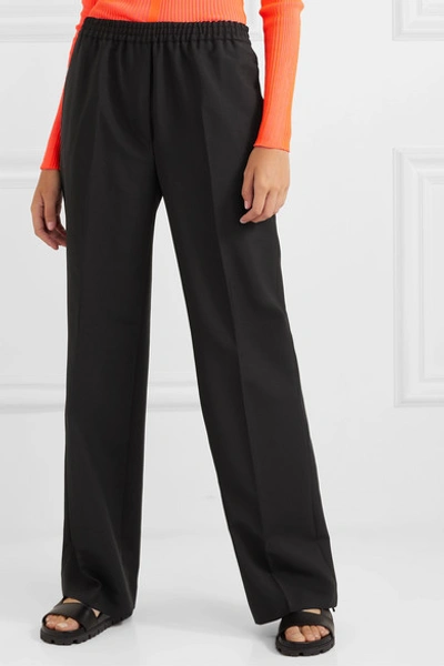 Shop Acne Studios Pammy Wool And Mohair-blend Wide-leg Pants In Black