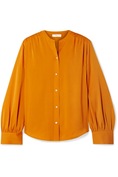 Shop Vince Stretch-silk Blouse In Orange