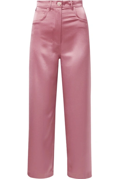 Shop Nanushka Marfa Satin Straight-leg Pants In Pink