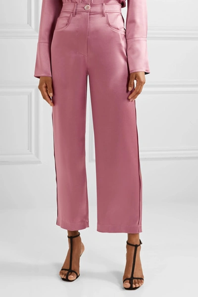 Shop Nanushka Marfa Satin Straight-leg Pants In Pink