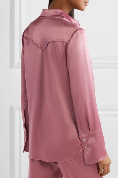 Shop Nanushka Madine Satin Shirt In Antique Rose