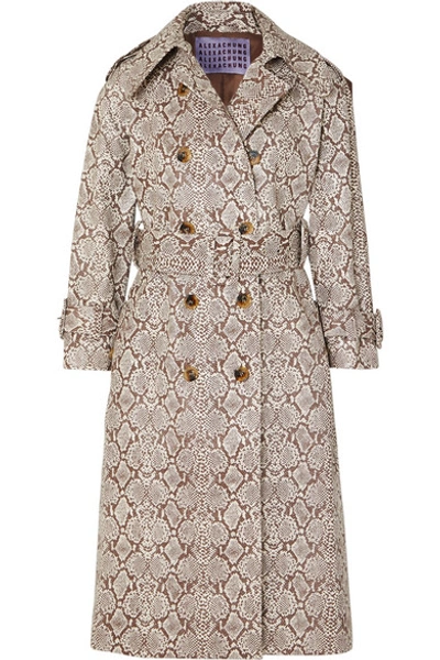 Shop Alexa Chung Snake-effect Faux Leather Trench Coat In Snake Print
