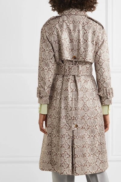 Shop Alexa Chung Snake-effect Faux Leather Trench Coat In Snake Print