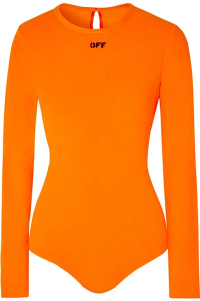 Shop Off-white Printed Fleece Bodysuit In Orange