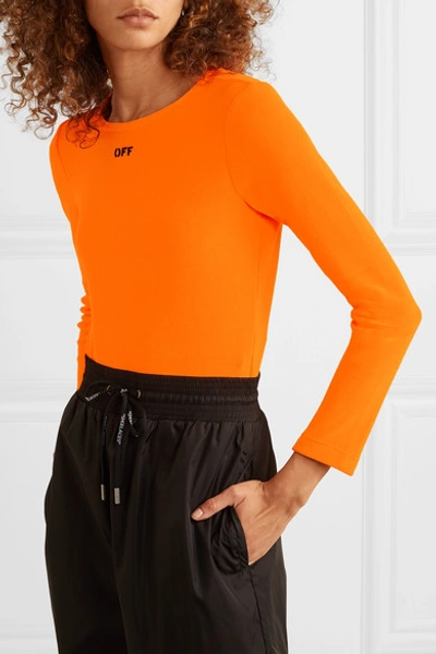 Shop Off-white Printed Fleece Bodysuit In Orange