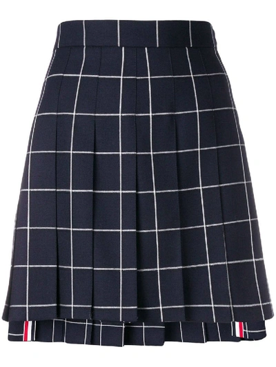 Shop Thom Browne Windowpane Pleated Mini Skirt