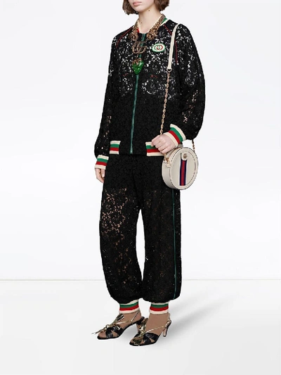 Shop Gucci Flower Lace Jogging Trousers In Black