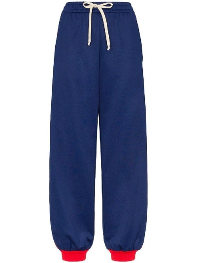 Shop Gucci Gg Logo Side Panel Track Pants In Blue