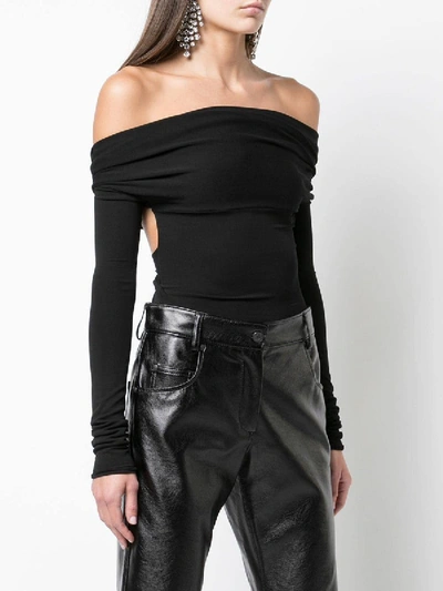 Shop Alexandre Vauthier Fitted Off-the-shoulder Bodysuit Black