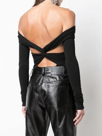 Shop Alexandre Vauthier Fitted Off-the-shoulder Bodysuit Black