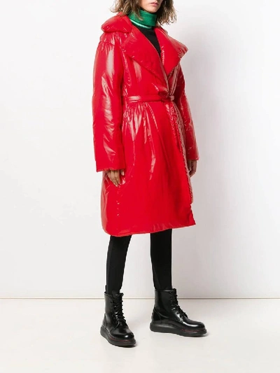 Shop Givenchy Red Padded Belted Coat