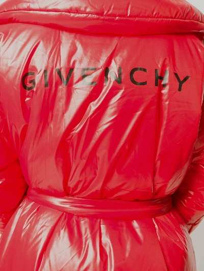 Shop Givenchy Red Padded Belted Coat