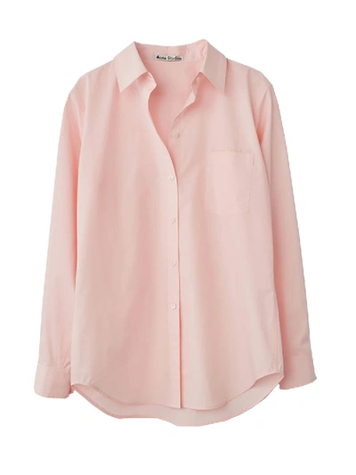 Shop Acne Studios Logo Poplin Shirt In Pink