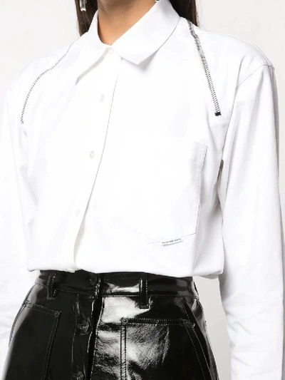 Shop Alexander Wang Button Down With Shoulder Zipper Detail In White