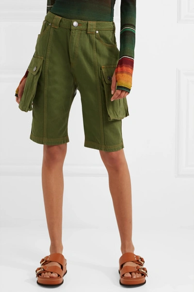Shop House Of Holland Denim Cargo Shorts In Army Green