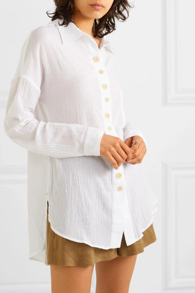 Shop Albus Lumen Traveller Cotton-gauze Shirt In White