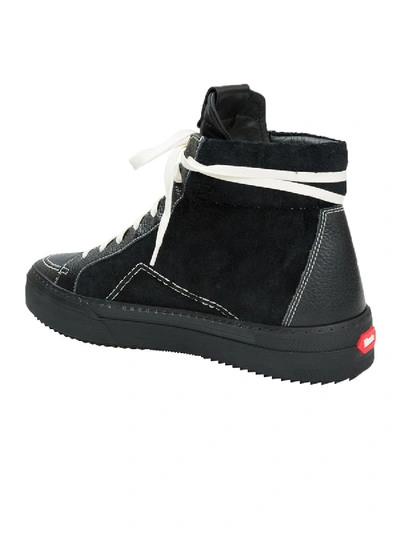 Shop Rhude V1 Black Leather And Suede High Top Sneakers