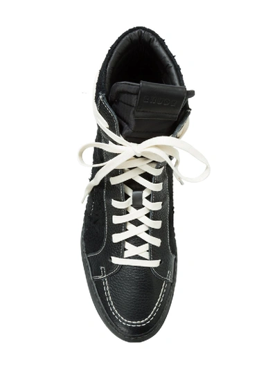 Shop Rhude V1 Black Leather And Suede High Top Sneakers