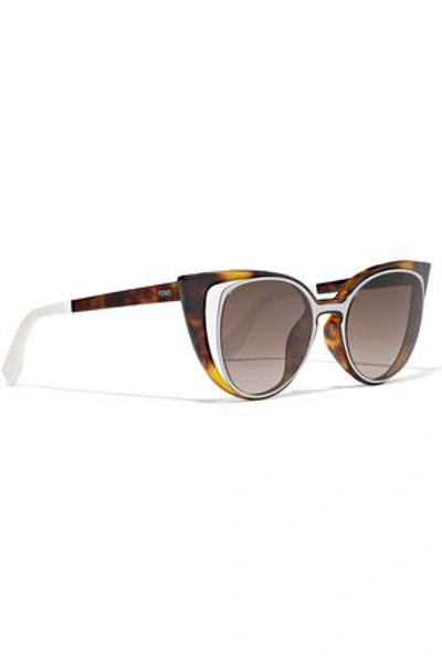 Shop Fendi Woman Cat-eye Cutout Acetate Sunglasses Brown