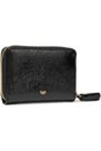 Shop Anya Hindmarch Woman Wink Perforated Crinkled Patent-leather Wallet Black