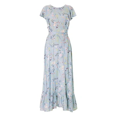 Shop Baukjen Kaia Ruffle Dress In Light Blue Meadow Floral