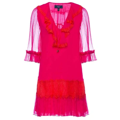 Shop Nissa Silk & Ruffle Dress With Lace