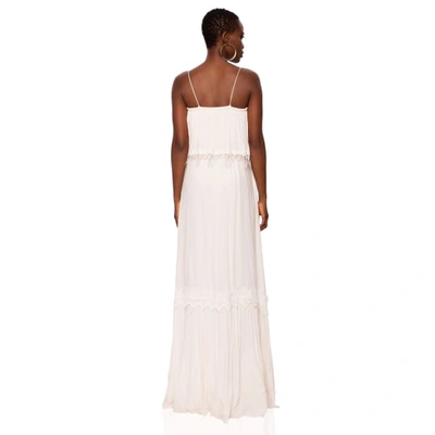 Shop Nissa Viscose Fringes & Applied Lace White Dress