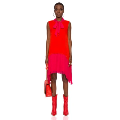 Shop Nissa Asymmetrical Silk Dress With Bow At The Neck