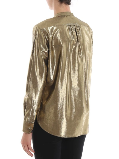 Shop Saint Laurent Shirt Lame In Gold