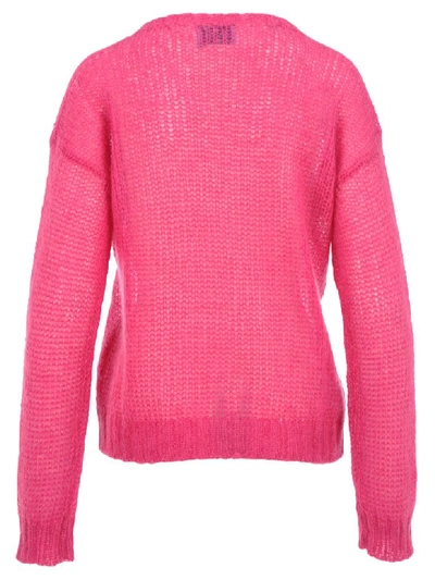 Shop Prada Crew Neck Knit Sweater In Fuchsia