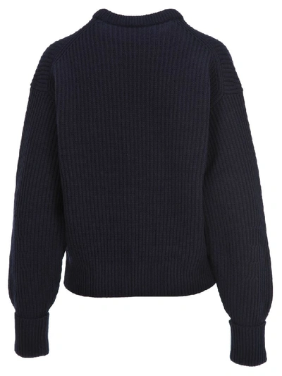 Shop Chloé Chloe Round Neck Knit Sweater In Stormy Night Blue