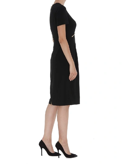 Shop Versace Clip Detail Dress In Black