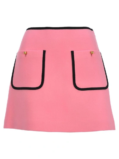 Shop Miu Miu Contrast Piping A-line Skirt In Pink