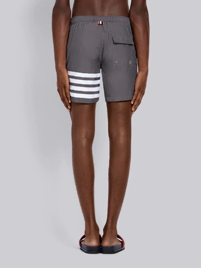 Shop Thom Browne Medium Grey Solid Swim Tech 4-bar Short