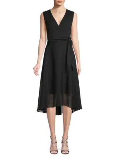 Shop Karl Lagerfeld High-low Self-tie A-line Dress In Black