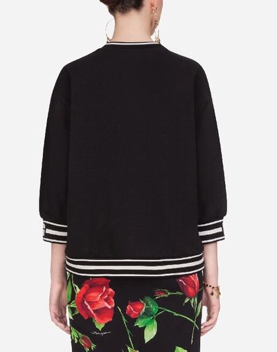 Shop Dolce & Gabbana Short Sweatshirt With I'm The Queen Of My Life Print In Black