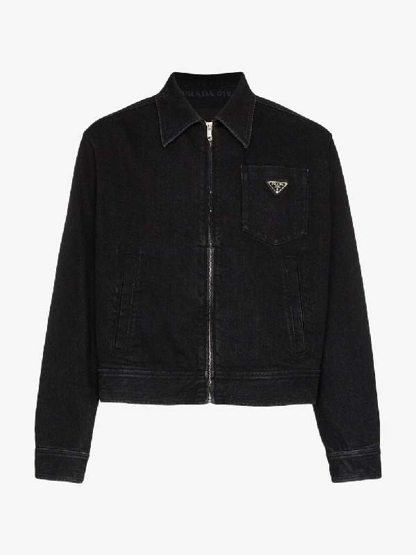 Prada Washed Denim Jacket In Black | ModeSens