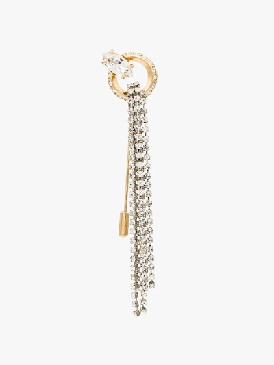 Shop Miu Miu Metallic Gold Crystal Chain Drop Pin In 107 - Metallic