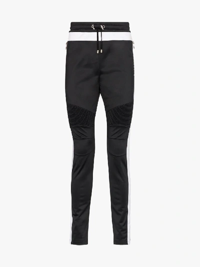 Shop Balmain Logo Embroidered Sweatpants In Black