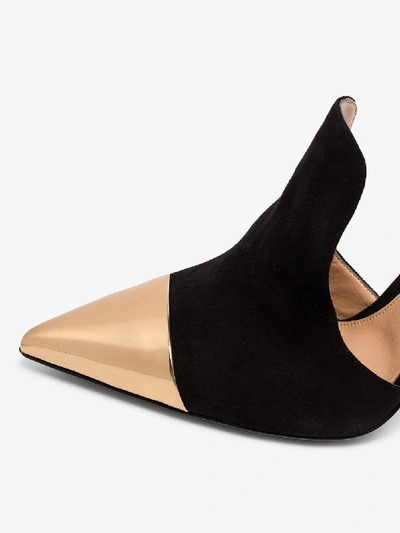 Shop Gianvito Rossi Black 105 Gold Toe Suede Mules