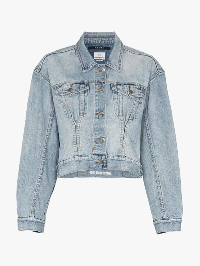Shop Ksubi X Kendall Jenner Karma Cropped Denim Jacket In 102 - Blue