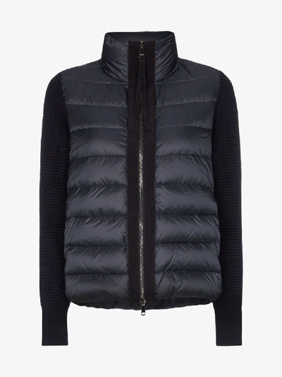 Shop Moncler Womens Blue Knitted Sleeve Quilted Gilet Jacket