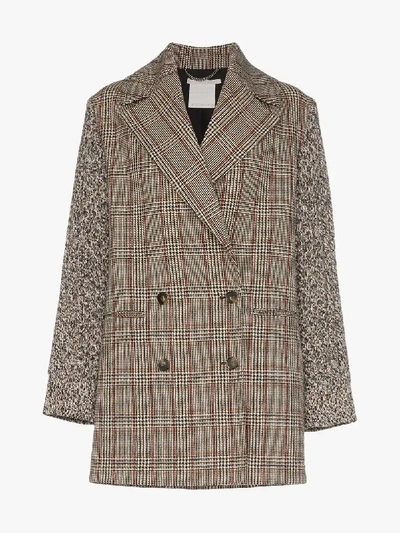 Shop Stella Mccartney Double-breasted Checked Coat In Brown