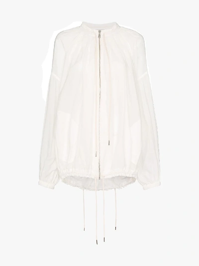 Shop Lee Mathews Ginger Ruched Bomber Jacket In White